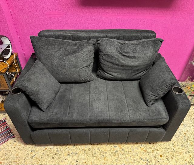 OPORTUNIDAD Sofá Cama Chenilla Negro usb