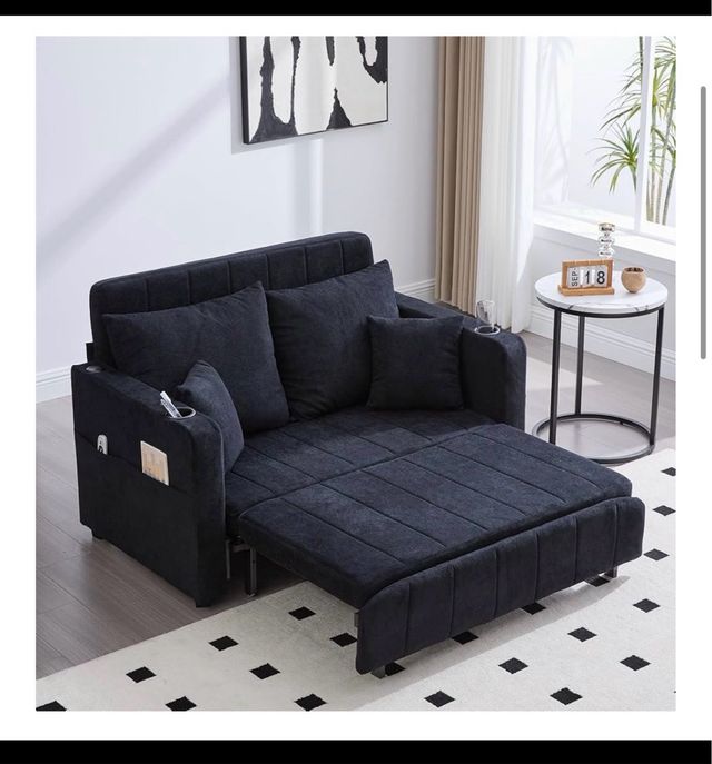 OPORTUNIDAD Sofá Cama Chenilla Negro usb