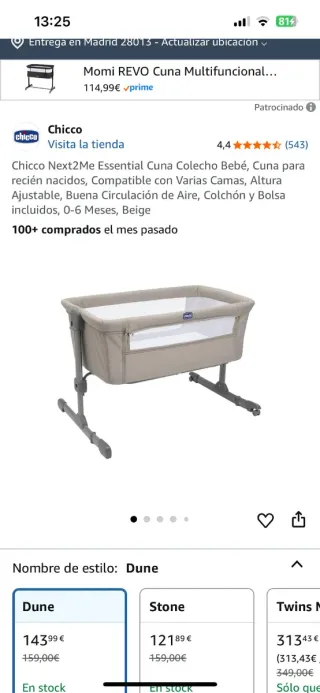 Minicuna Chicco Next2Me Essential Beige