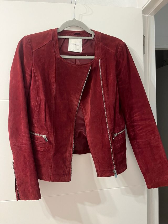 Chaqueta ante granate Mango Talla S