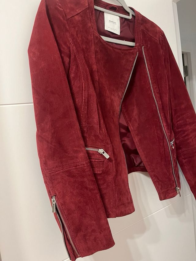 Chaqueta ante granate Mango Talla S