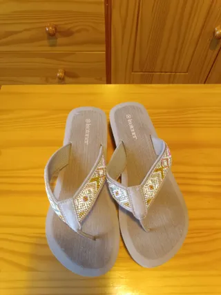 Sandalias Isotoner Talla 37 Beige Multicolor
