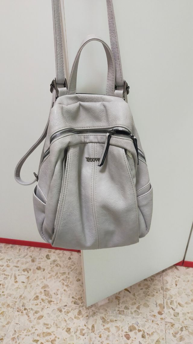 Zaino donna grigio con tracolla stile iraliano