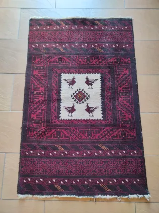 Tappeto persiano etnico boho lana rosso beige