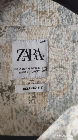 Camisa Zara Estampada Manga Larga