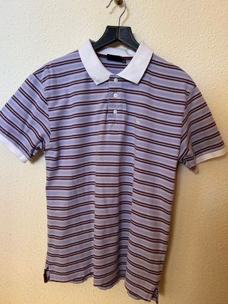 Polo lila con rayas – Quiksilver vintage (Talla M)
