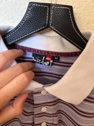 Polo lila con rayas – Quiksilver vintage (Talla M)