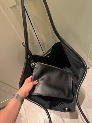 Bolso shopper tote L37 negro grande cuero 