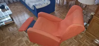 Sofá y sillón de tela