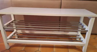 Banco Zapatero blanco y plateado IKEA mod. Tjusig