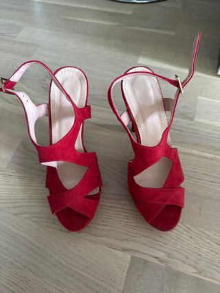 Sandalias tacón ante rojo tacón 14 talla 37