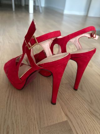 Sandalias tacón ante rojo tacón 14 talla 37