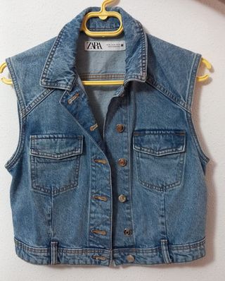 Chaleco Vaquero Zara Talla XS. Gasto talla 36