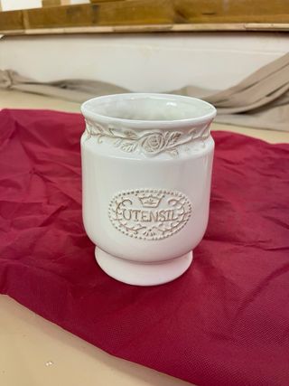 Porta mestoli in ceramica bianco