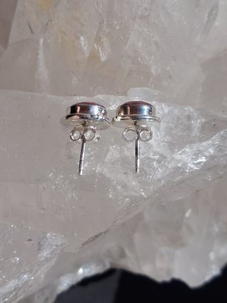 Pendientes de Rubí Facetado en Plata de Ley