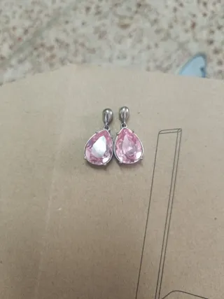 Pendientes lágrima rosa y plata