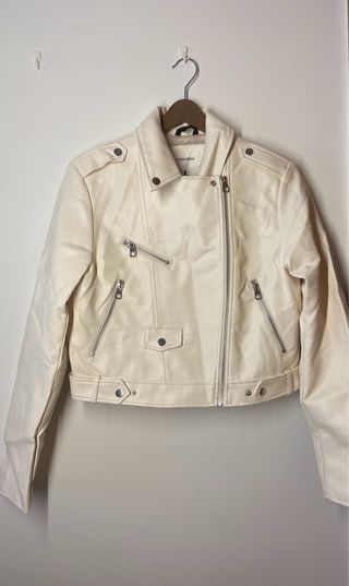 Giubbotto ecopelle bianco donna