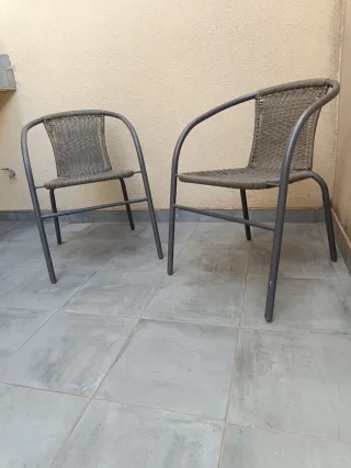 2 Sillas Terraza Metal y Mimbre