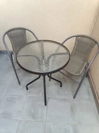 2 Sillas Terraza Metal y Mimbre