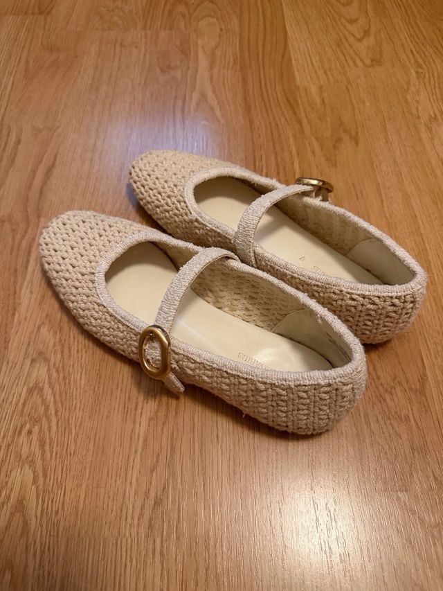 Bailarinas Crochet Stradivarius Beige