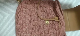 Bolso/Mochila Tejido Rosa y Piel
