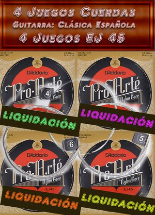 LOTE 4 Juegos Cuerdas EJ45 Guitarra ESPAÑOLA  