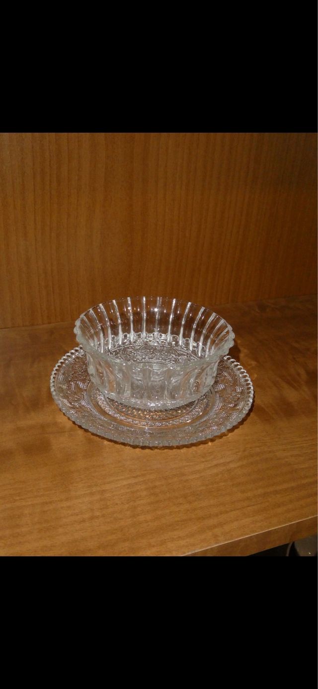 Bol y plato de cristal