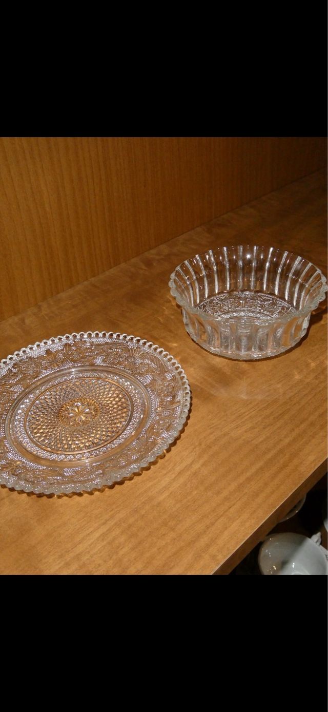 Bol y plato de cristal