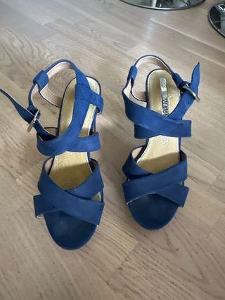 Sandalias ante azul tacón 11 cm talla 38
