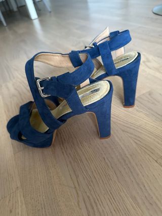 Sandalias ante azul tacón 11 cm talla 38