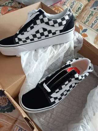 Vans ska Old Skool Plataforma Checkerboard Talla 3