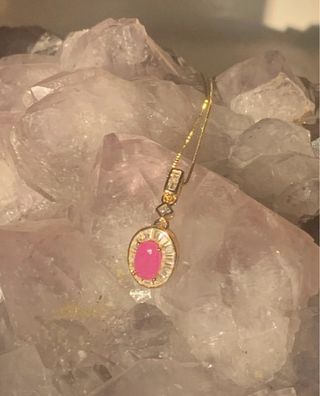 Colgante Oro Rosa con Rubí y Diamantes