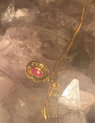 Colgante Oro Rosa con Rubí y Diamantes