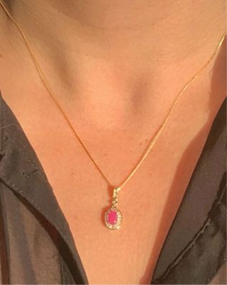 Colgante Oro Rosa con Rubí y Diamantes