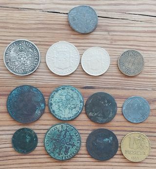 Lote de monedas antiguas,  España e Inglaterra