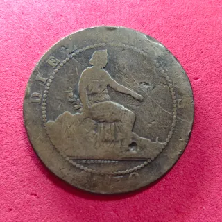 Moneda 10 céntimos España 1870