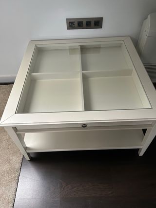 Mesa centro cristal y madera