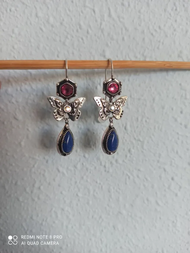 Pendientes Mariposa con Piedra Azul