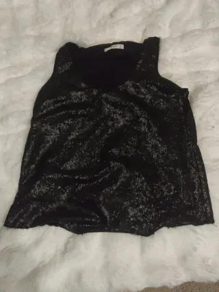 Mango Blusa Lentejuelas Negra