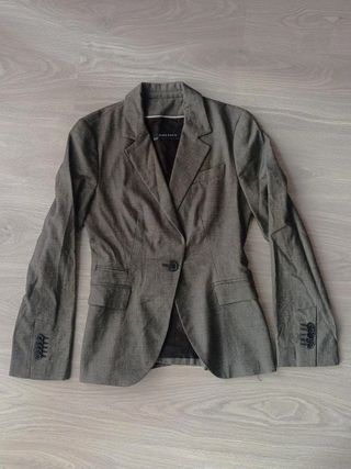 Blazer americana Zara mujer S/36 gris chaqueta