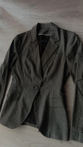 Blazer americana Zara mujer S/36 gris chaqueta