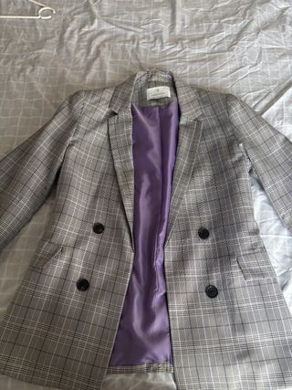 Americana cuadros gris y morado Talla L