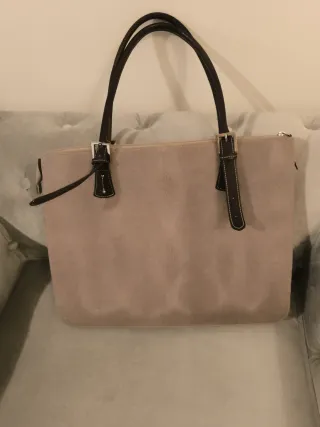 Elegante Bolso El Potro piel y material beige/marr