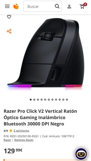 Razer Pro Click V2 Ratón Vertical Inalámbrico