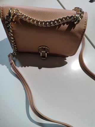 Bolso de mano mujer rosa y dorado