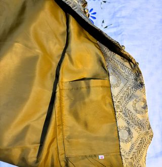 Traje de Saragüell Fallero Dorado y Rojo Vino