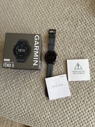 Garmin Fenix 6 Pro Solar, protector templado, caja
