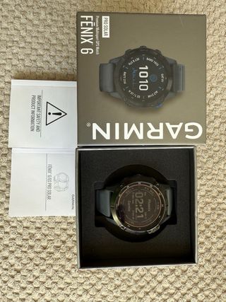 Garmin Fenix 6 Pro Solar, protector templado, caja