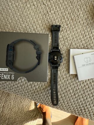 Garmin Fenix 6 Pro Solar, protector templado, caja