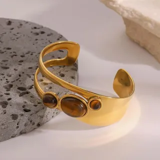 Pulsera Ojo de Tigre chapada en oro 18klt 